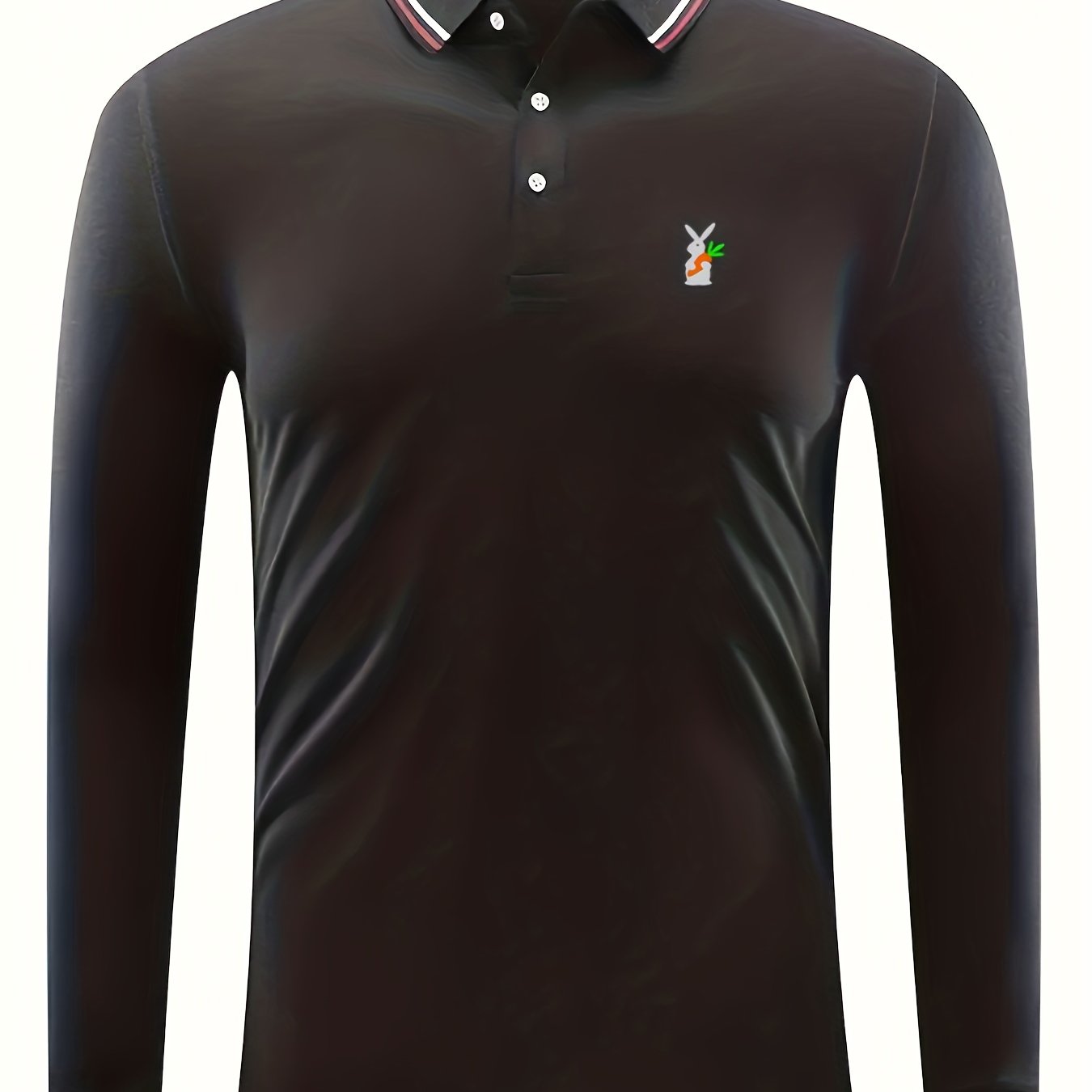 Rabbit & Carrot Print Men's Polo Shirt Long Sleeve Top