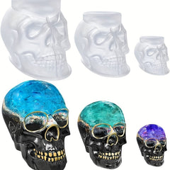 3pcs Skull Silicone Molds Clear 3D Candle Wax Casting Halloween Decor