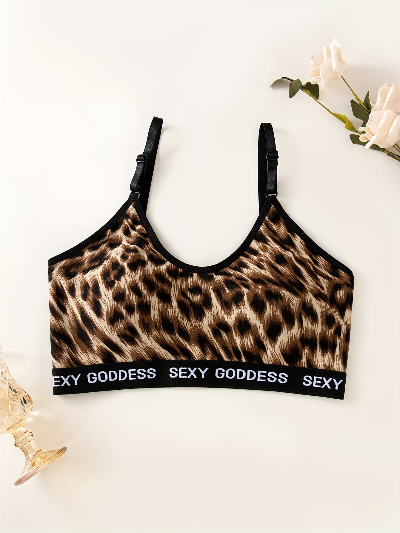 3 Pcs Leopard Print Wireless Bra Stretch Push Up Everyday Lingerie