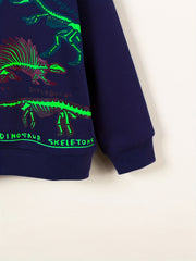 Toddler Dinosaur Reflective Sweatshirt Thermal Pullover Crew Neck Top