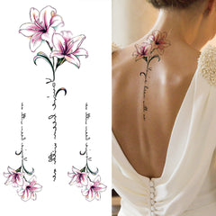 Pink Rose Pattern Temporary Tattoo Sticker