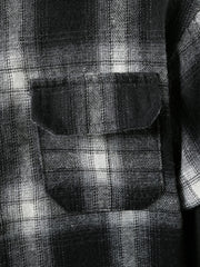 Boys Plaid Hoodie Button Long Sleeve Patchwork Jacket Top