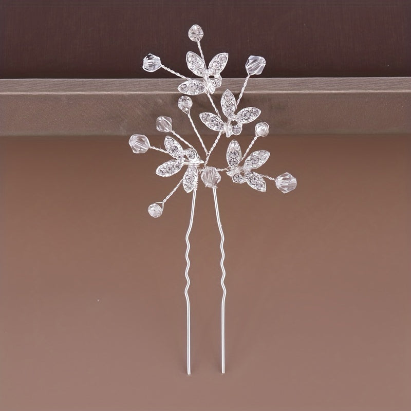 Rhinestone U-Shaped Hair Pins for Bride