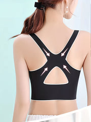 Criss Cross Back Sports Bra Breathable Front Buckle Bra