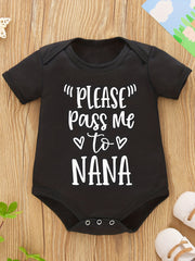 Baby Girls Funny Letter Print Romper Short Sleeve Onesie