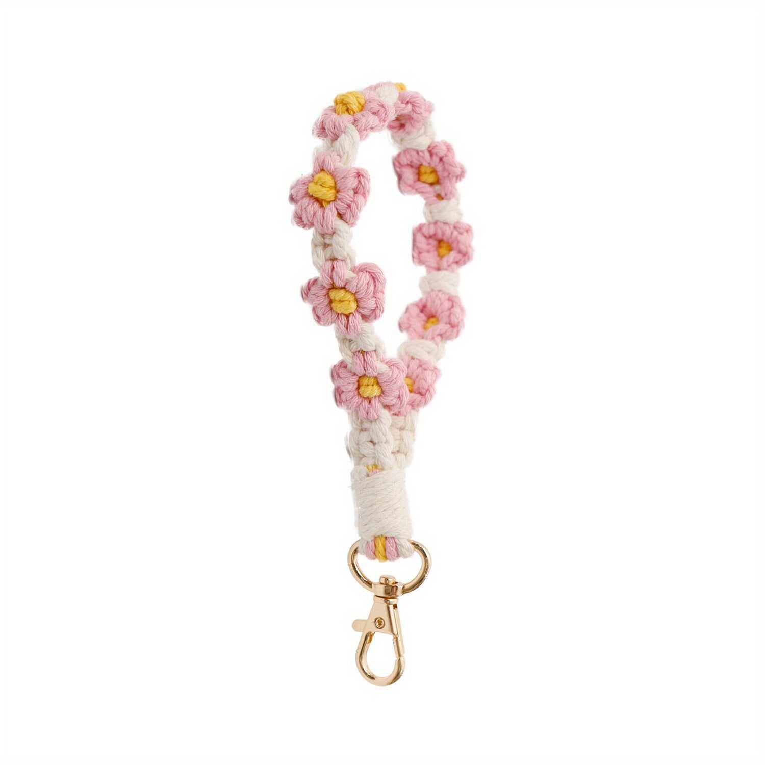 Boho Daisy Flower Keychain and Bracelet Combo