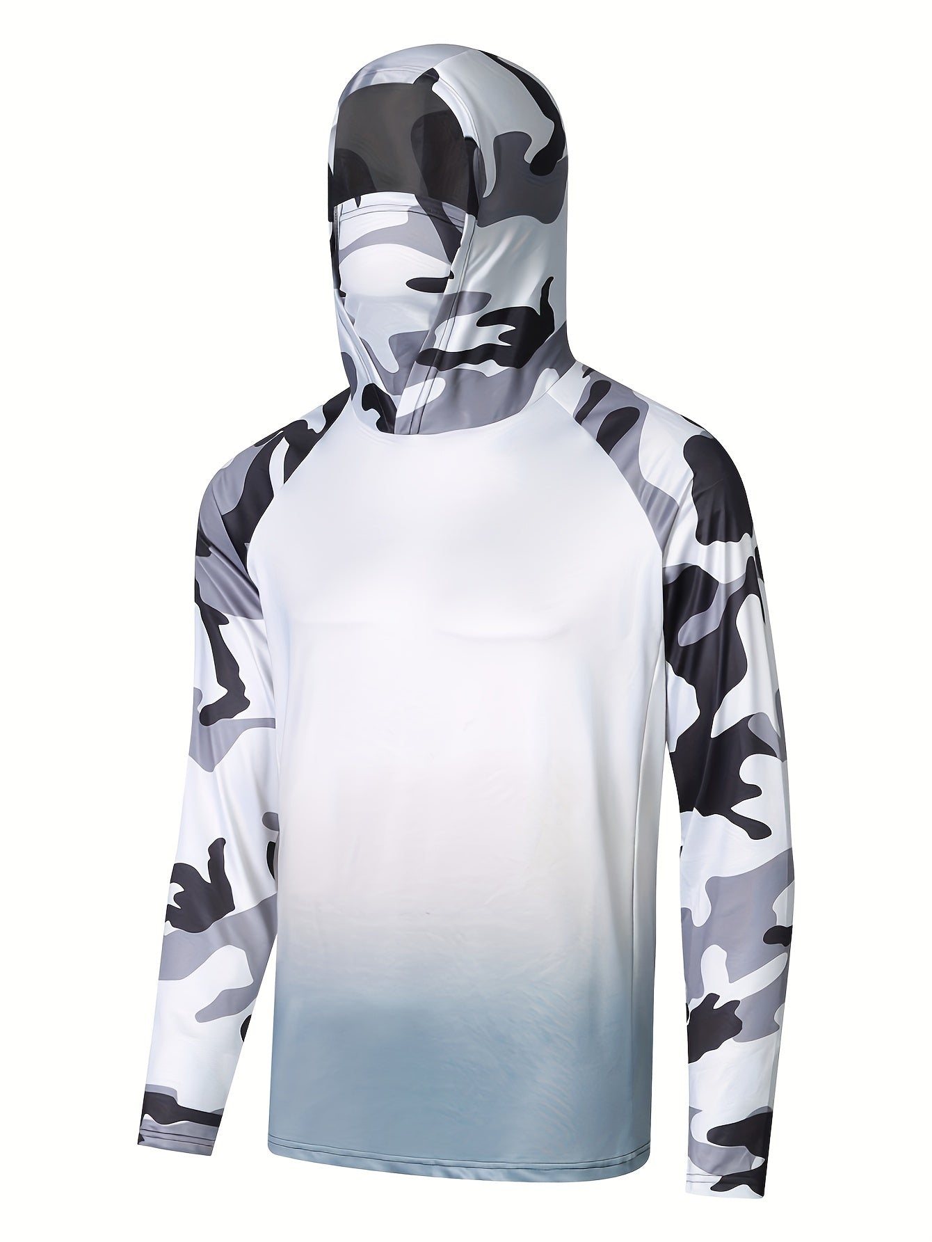 Men's UPF 50 Sun Protection Hoodie with Mask Plant Pattern