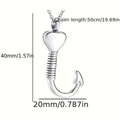 Waterproof Heart Fish Hook Cremation Jewelry Ashes Urn Necklace
