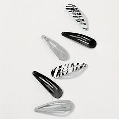 6pcs Y2K Snap Clip Glitter Zabra Hair Clip for Women Girls