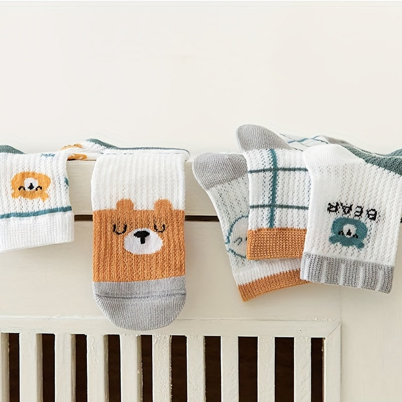 5 Pairs Boys Bear Crew Socks Comfortable Sport Socks for Kids