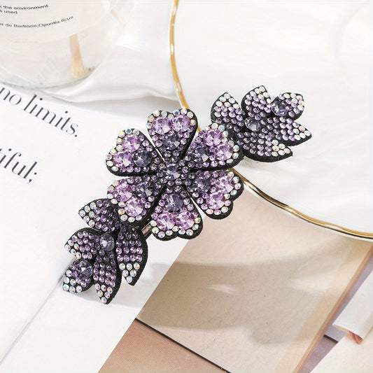 Rhinestone Flower Hair Clip Colorful Barrette Hair Accessories For Women