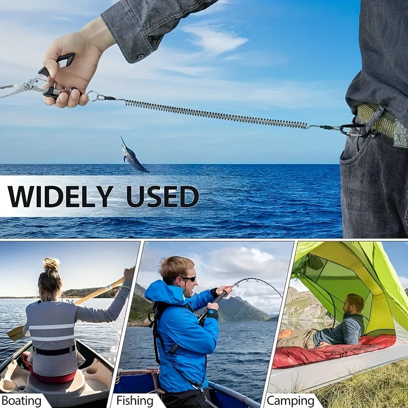 6pcs Fishing Tools Lanyard Retractable Safety Ropes Wire Coiled Lanyard