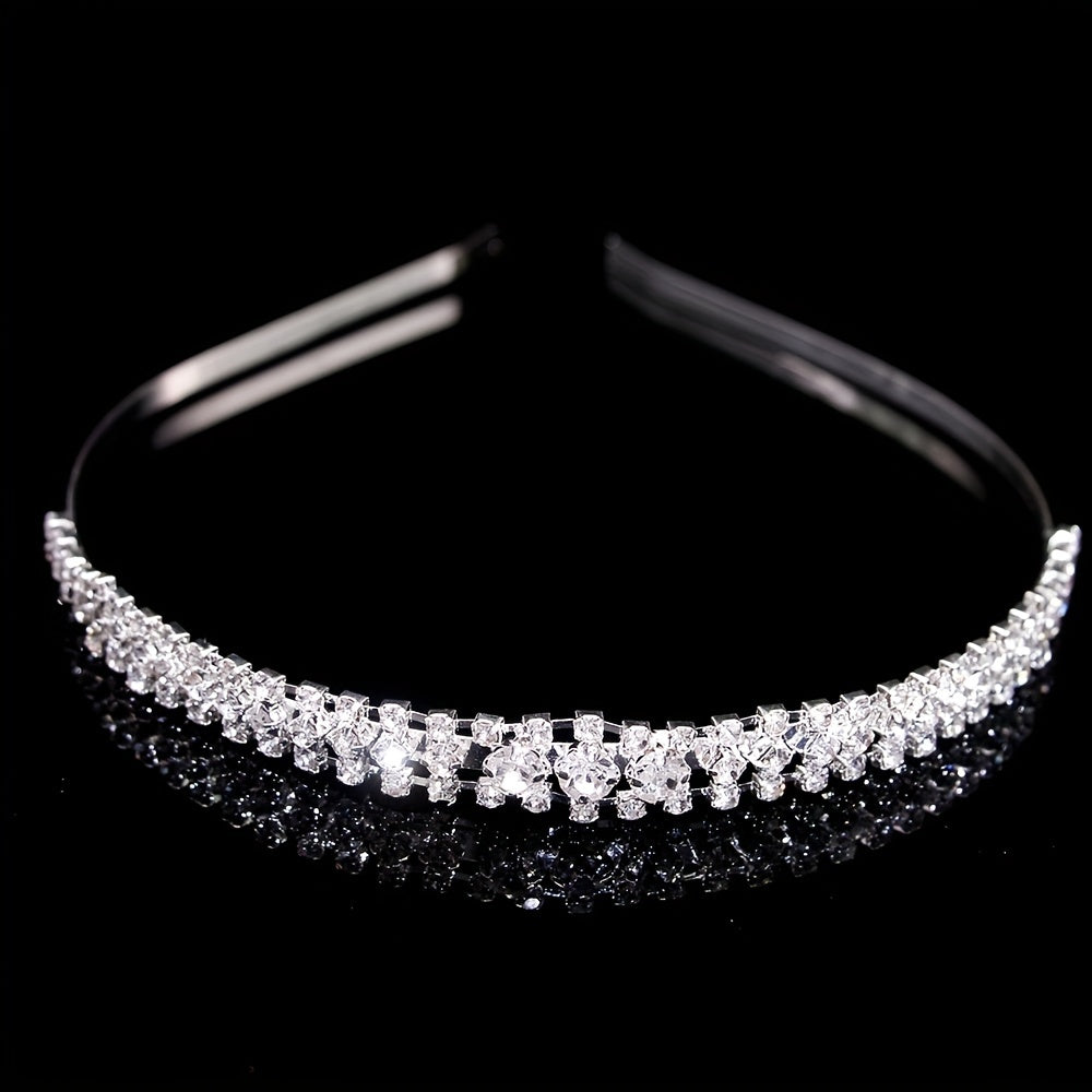 Rhinestone Headband Queen Double Layer Crown Layer Tiara Head Jewelry