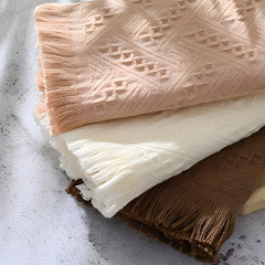 Tassel Jacquard Bath Hand Towel Cotton Soft Absorbent Bathroom Towel