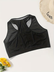 Sports Bra Women's Plus Contrast Polka Dot Mesh Racer Back Bra