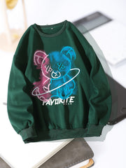 Women's Cartoon Graphic Crew Neck Sweatshirt Long Sleeve Pullover