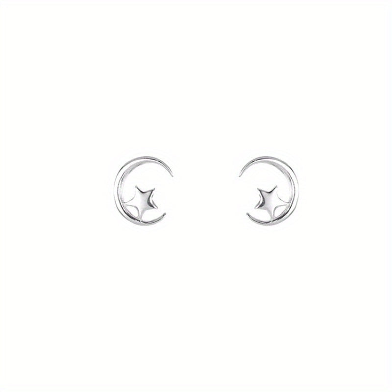 Hollow Moon Star Stud Earrings for Girls