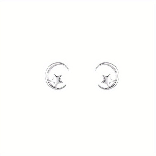 Hollow Moon Star Stud Earrings for Girls