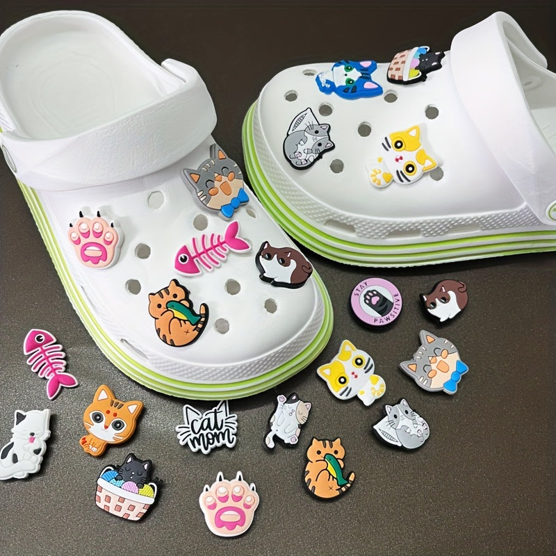 8pcs Cartoon Cat Shoes Charms for Clogs Sandals - Boys Girls Shoe Accessories