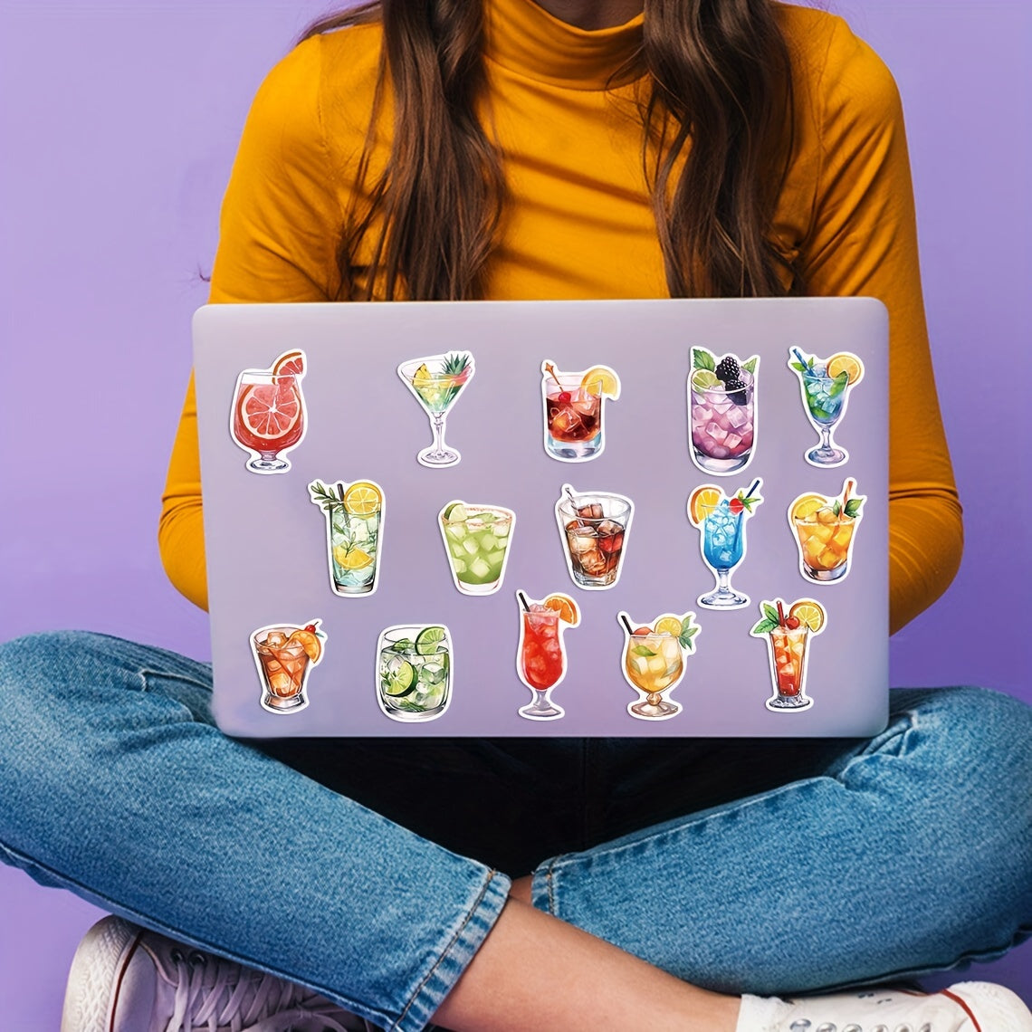 50pcs Watercolor Drink Series Graffiti Stickers Desktop Water Cup Decoration
