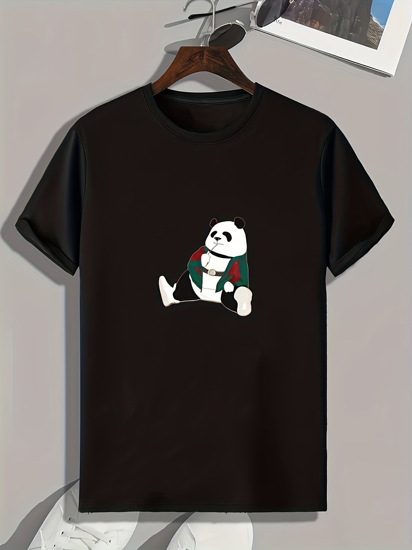 Panda Pattern Print Men's Sports T-shirt