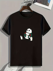 Panda Pattern Print Men's Sports T-shirt