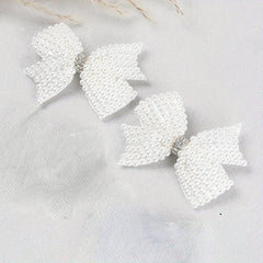 2pcs Faux Pearl Bow Hair Clips Set Decorative Hair Accessories Girls