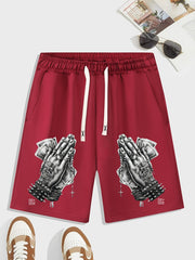 Men's Money Pattern Comfy Shorts with Elastic Waist