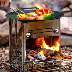 Mini Folding Firewood Stove Outdoor BBQ Grill for Cooking