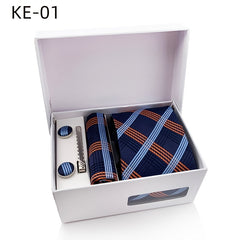 Men's Tie Pocket Square Cufflinks Set in 1200 Stitch Jacquard Fabric