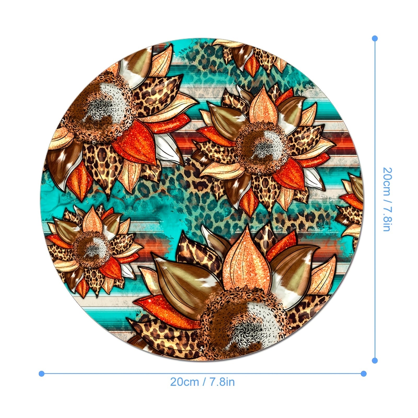 Colorful Tropical Leaves Round Mouse Pad - Non Slip Rubber Base