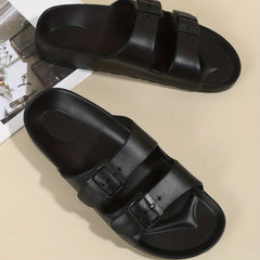 Men's Double Band Slides Non Slip Slippers Open Toe Shoes