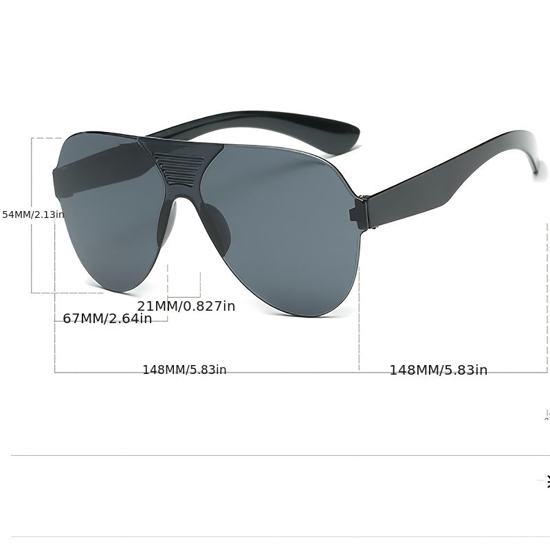 Y2K One Piece Sunglasses Futuristic Mirror Lens Shield Glasses UV400