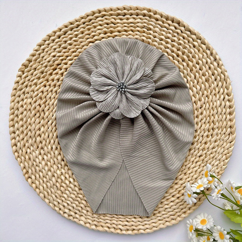 Soft Elastic Flower Baby Hat For Girl