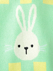 Rabbit Pattern Plaid Print Sweater Tank Top