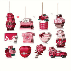 12pcs Heart Gnome Hanging Ornaments Romantic Decoration DIY Garland For Party