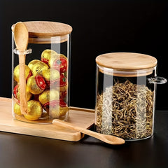 3 Pack 18oz Round Glass Jar High Borosilicate Glass Sealed Jar With Spoon
