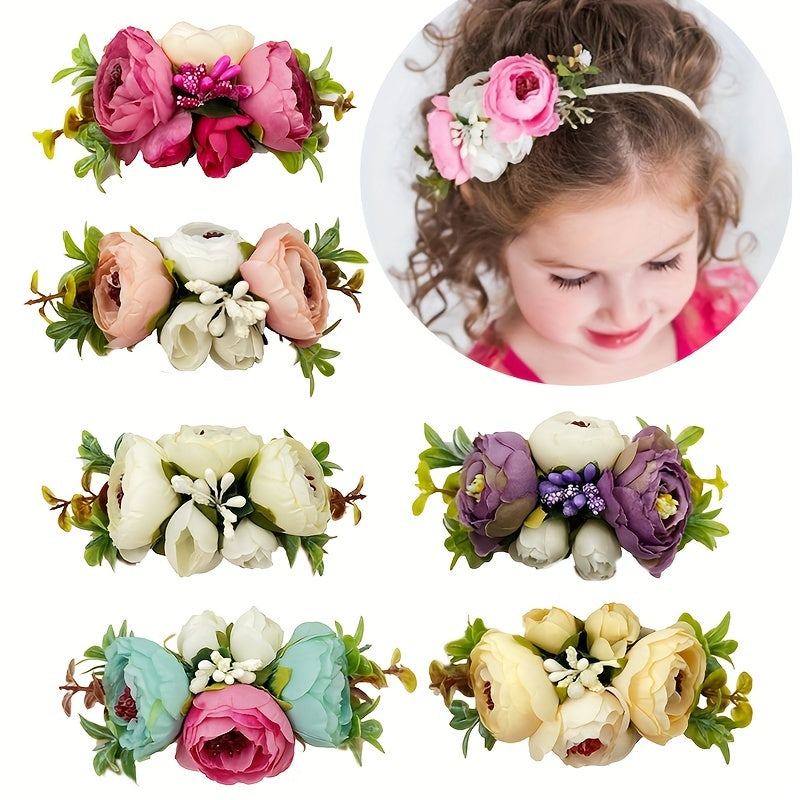 Girls Elastic Headband With Flower - Kids Accessories