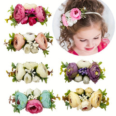 Girls Elastic Headband With Flower - Kids Accessories