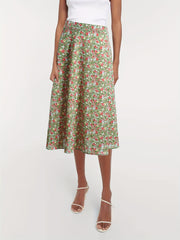 Floral Print Elastic Waist Casual Skirt for Spring & Summer