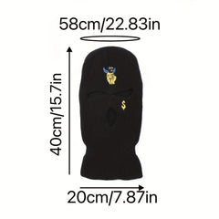 Embroidered Knitted Balaclava Warm Hat