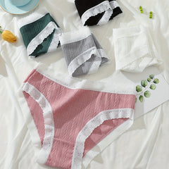 5pcs Lace Briefs Comfy Mid Rise Intimates Panties Women's Lingerie
