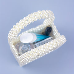 Mini Bead Woven Handbag Plastic Lipstick Clutch Bag Pearl Tote Bag