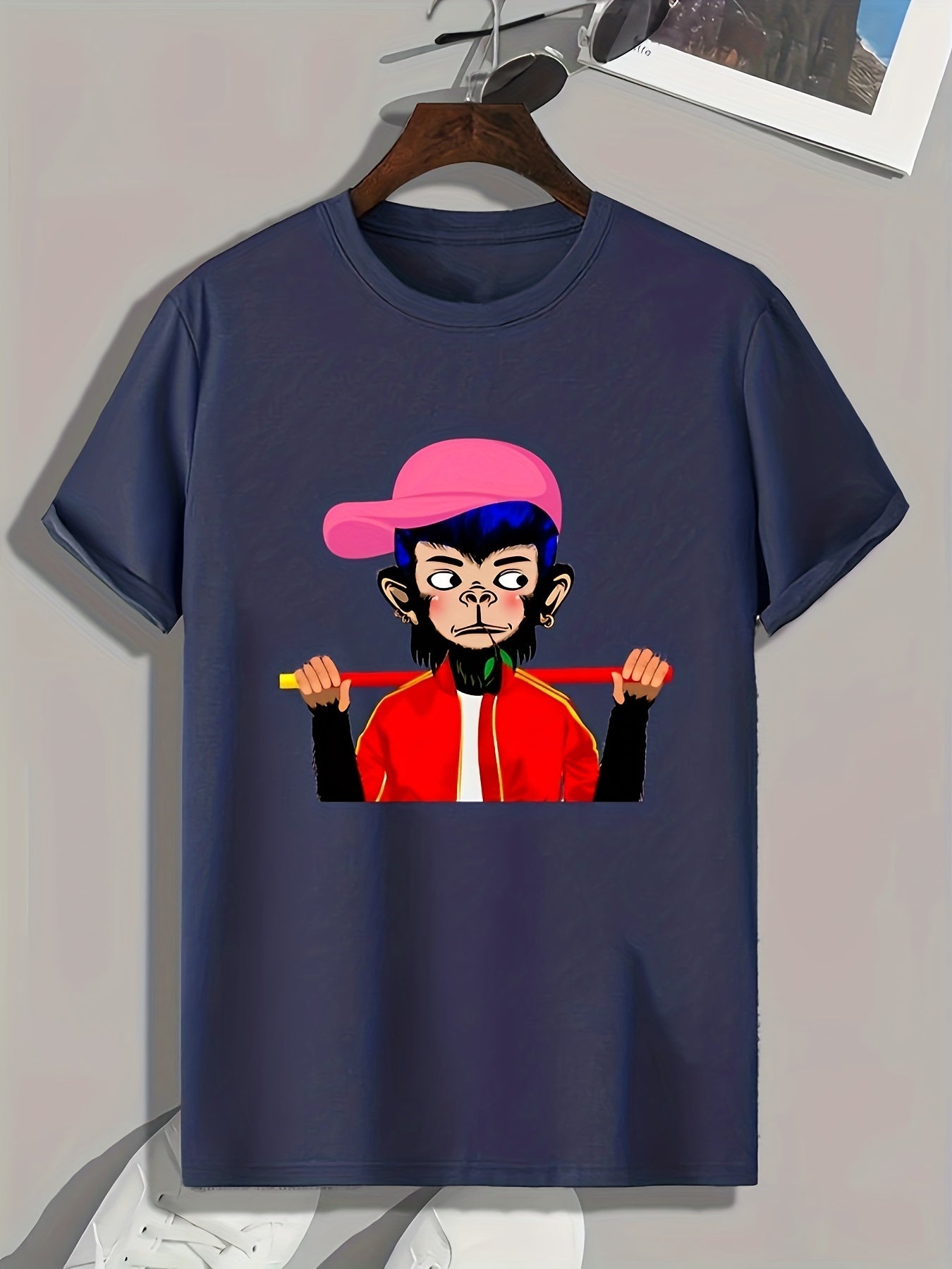 Trendy Monkey Print Men's Graphic T-shirt for Summer