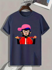 Trendy Monkey Print Men's Graphic T-shirt for Summer