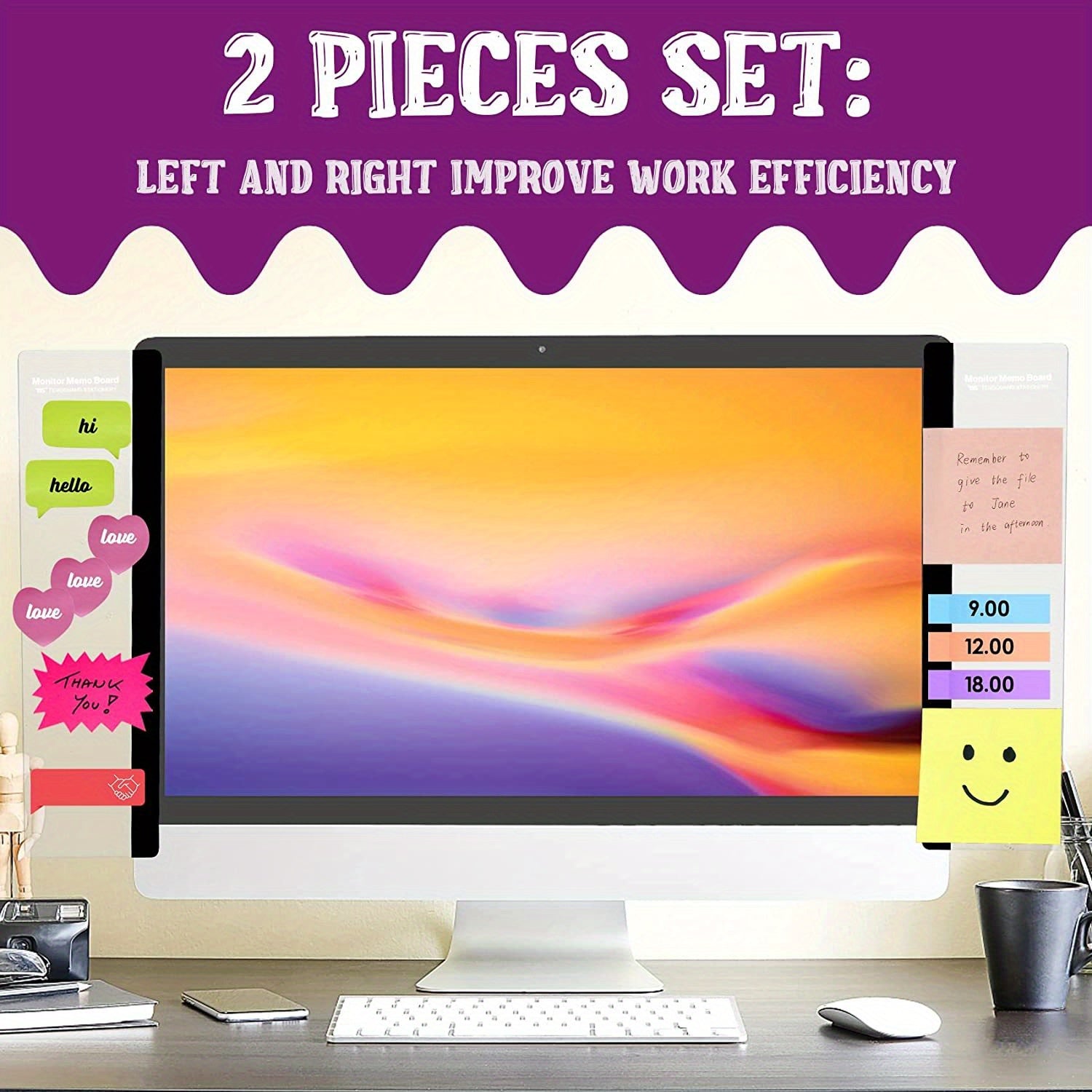 2pcs Monitor Memo Board Office Accessories Desktop Message Holder