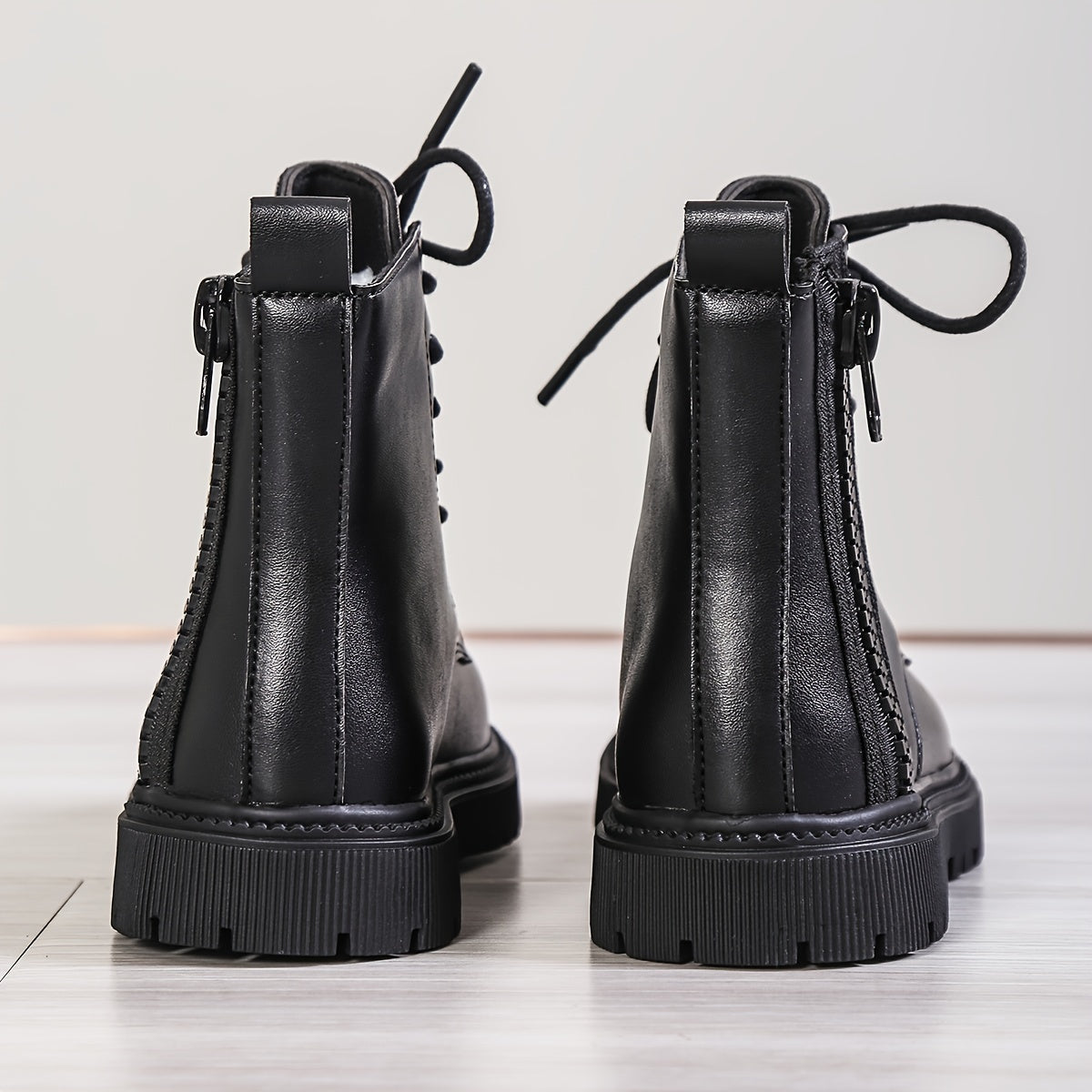 Girls Lace Up Ankle Boots Non Slip Side Zipper Comfortable Kids Shoes
