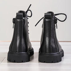 Girls Lace Up Ankle Boots Non Slip Side Zipper Comfortable Kids Shoes
