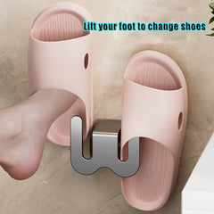 Wall Mounted Slipper Rack Bathroom Hook Shoes Storage Shelf