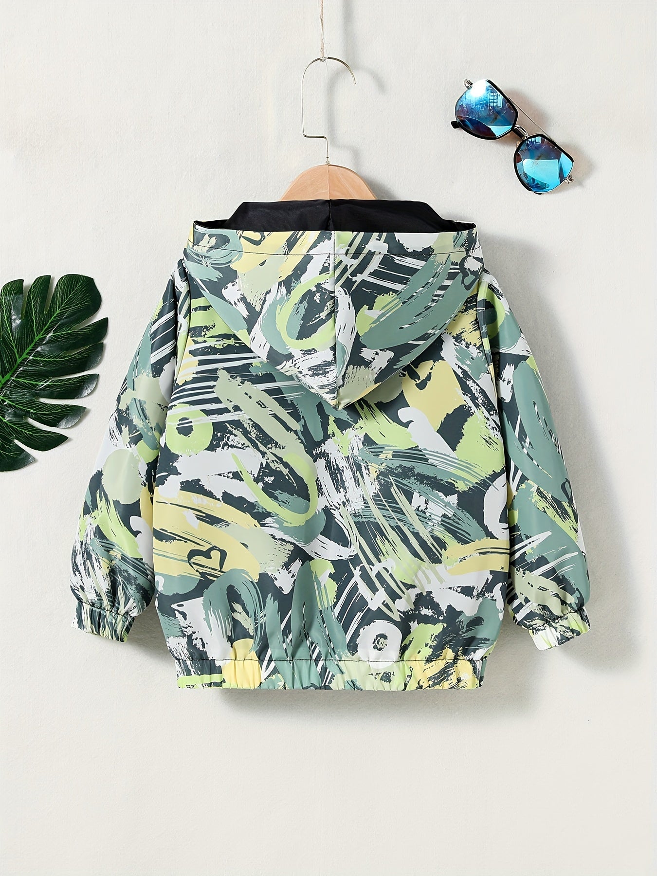 Camouflage Windbreaker Jacket Hooded Zipper Pocket Coat for Kids 4Y 7Y